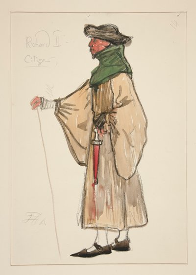 Un cittadino, bozzetto di costume per Henry Irving da Edwin Austin Abbey