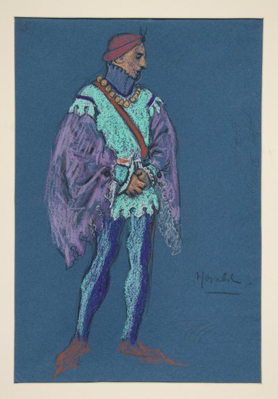 Un araldo, bozzetto di costume per Henry Irving da Edwin Austin Abbey