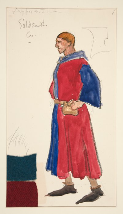 Apprendista orafo, bozzetto di costume per Henry Irving da Edwin Austin Abbey