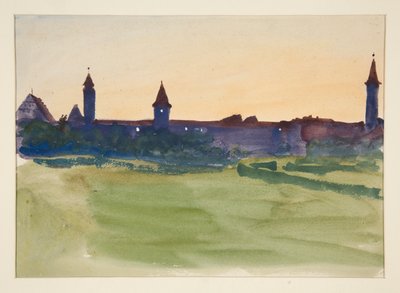 Studio architettonico - Vista di una città murata da Edwin Austin Abbey