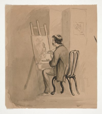 Artista seduto al cavalletto da Edwin Austin Abbey