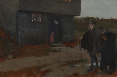 Alla porta del cottage (Scena del New England del XVII secolo) da Edwin Austin Abbey