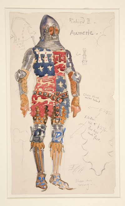 Aumerle (armato), bozzetto di costume per Henry Irving da Edwin Austin Abbey