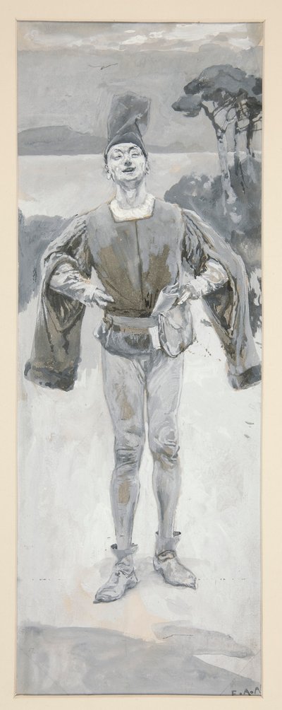 Autolycus, illustrazione per Ballate e Musica di Ballate che illustrano Shakespeare da Edwin Austin Abbey