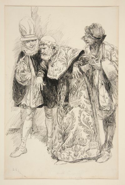 Baptista protesta, illustrazione per Atto I, Scena i, La bisbetica domata da Edwin Austin Abbey