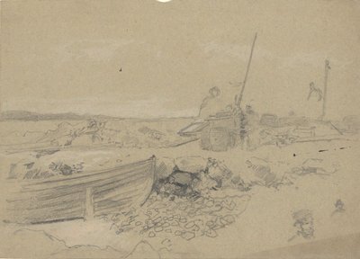 Scena di spiaggia con dory da Edwin Austin Abbey