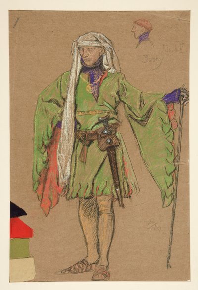 Bushy, bozzetto di costume per Re Riccardo II da Edwin Austin Abbey