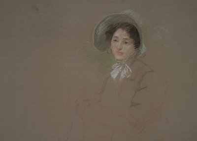 Schizzo a busto di una donna con un cappellino da Edwin Austin Abbey