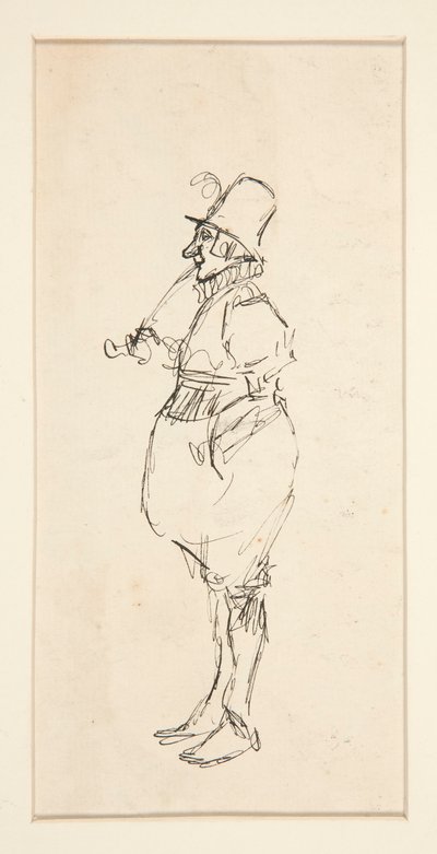 Cartone di un uomo in pantaloni da Edwin Austin Abbey