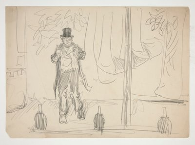 Cartone animato di un attore sul palco (?) - illustrazione non identificata da Edwin Austin Abbey