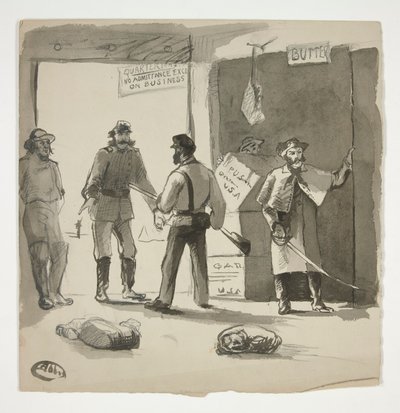 Schizzo di guerra civile (recto); Uomo che guarda un dipinto (verso) da Edwin Austin Abbey
