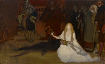 Studio compositivo per La scena del gioco in Amleto, Atto III, Scena II da Edwin Austin Abbey