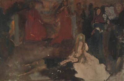 Studio compositivo per La scena del dramma in Amleto, Atto III, Scena II da Edwin Austin Abbey