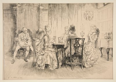Scena da pranzo - illustrazione per Austin Dobson da Edwin Austin Abbey