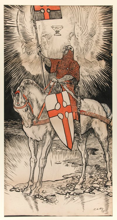 Disegno per il poster che pubblicizza la mostra e la pubblicazione del libro di Abbey da Edwin Austin Abbey