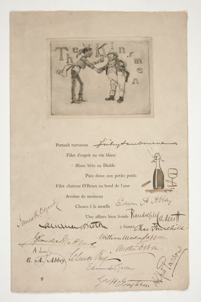 Incisione di E.A. Abbey: I Parentali - (illustrazione di un verso francese) da Edwin Austin Abbey