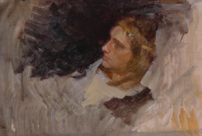 Studio di figura di Amleto, per La scena del dramma, Amleto, Atto III, Scena II da Edwin Austin Abbey