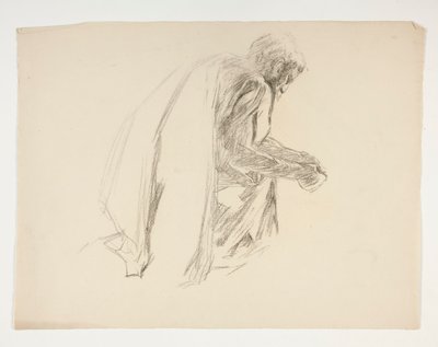 Studio di figura per Sir Lancillotto e Sir Bors che equipaggiano Galahad con i suoi speroni, da The Quest of the Holy Grail (secondo di una serie di quindici dipinti per la Boston Public Library, completato nel 1901) da Edwin Austin Abbey