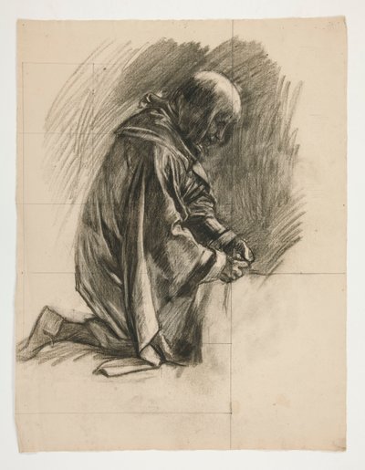 Studio di figure per Sir Lancillotto e Sir Bors che equipaggiano Galahad con i suoi speroni, da La ricerca del Santo Graal (secondo di una serie di quindici dipinti per la Biblioteca Pubblica di Boston, completata nel 1901) da Edwin Austin Abbey