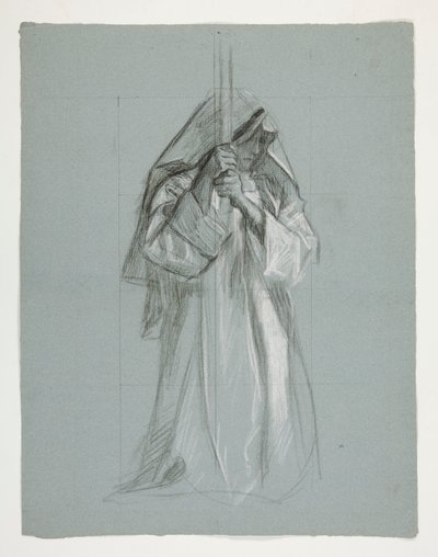 Studio di figura per Sir Lancillotto e Sir Bors che equipaggiano Galahad con i suoi speroni, da La ricerca del Santo Graal (secondo di una serie di quindici dipinti per la Biblioteca Pubblica di Boston, completata nel 1901) da Edwin Austin Abbey