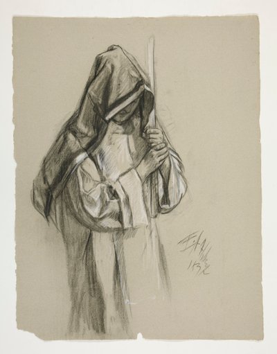 Studio di figura per Sir Lancillotto e Sir Bors che equipaggiano Galahad con i suoi speroni, da La ricerca del Santo Graal (secondo di una serie di quindici dipinti per la Biblioteca Pubblica di Boston, completata nel 1901) da Edwin Austin Abbey