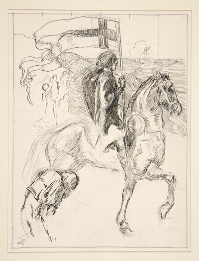 Galahad Parte, studio per La Ricerca del Santo Graal (serie di quindici dipinti per la Biblioteca Pubblica di Boston, completata nel 1901) da Edwin Austin Abbey