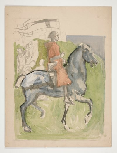 Galahad parte, studio per La ricerca del Santo Graal (serie di quindici dipinti per la Biblioteca Pubblica di Boston, completata nel 1901) da Edwin Austin Abbey