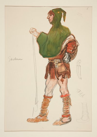 Giardiniere, bozzetto di costume per Henry Irving da Edwin Austin Abbey