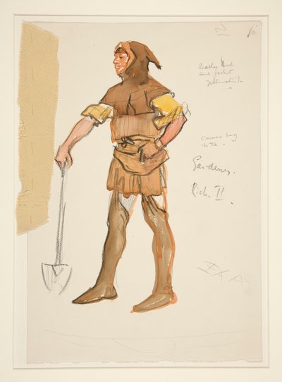 Giardiniere, bozzetto di costume per Henry Irving da Edwin Austin Abbey