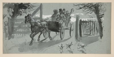 Gruppo di persone in un carro aperto - (illustrazione non identificata) da Edwin Austin Abbey