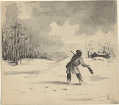 Cacciatore nella neve da Edwin Austin Abbey