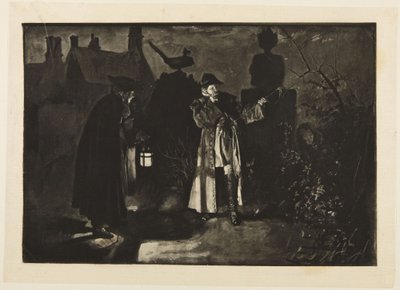 Illustrazione per «She Stoops to Conquer» di Goldsmith: «Mi sbaglio, o ho sentito delle voci» da Edwin Austin Abbey
