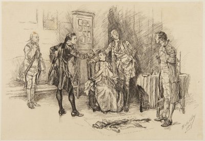 Illustrazione tratta da *She Stoops to Conquer* di Goldsmith: «È stato corretto, signore, contribuire a rendermi ridicola» da Edwin Austin Abbey