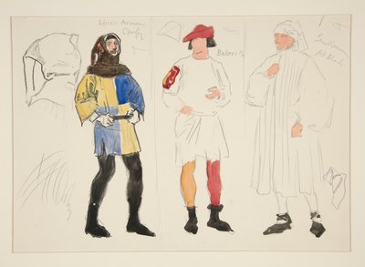 Costume di lino, costume da fornaio, gentiluomo: bozzetto di costume per Henry Irving da Edwin Austin Abbey