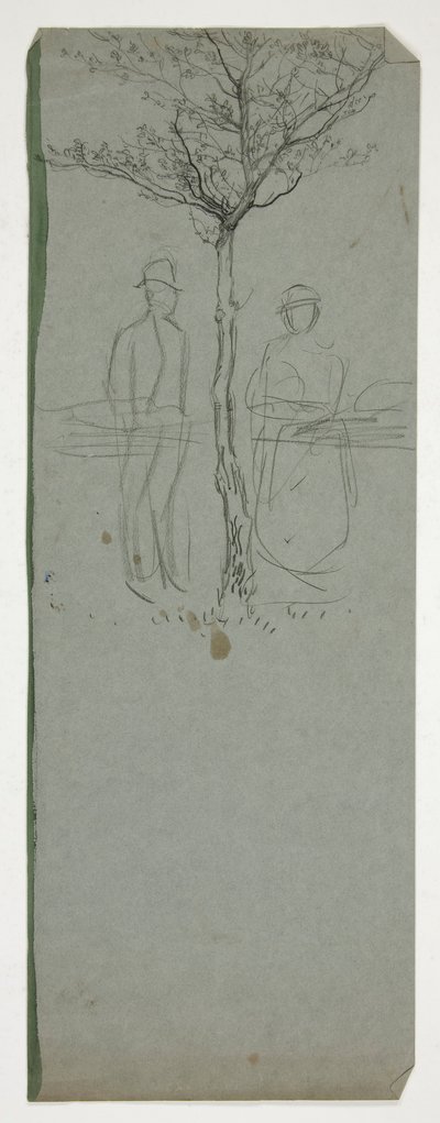 Uomo e donna sotto un albero - (illustrazione non identificata) da Edwin Austin Abbey