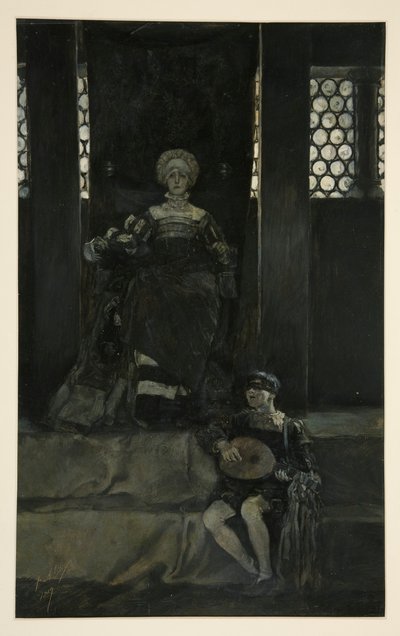 Mariana e ragazzo che canta - Atto III, Scena I, Misura per Misura da Edwin Austin Abbey