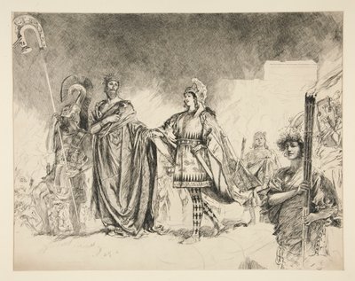 Mattina del matrimonio di Teseo e Ippolita (studio per .1036) - Entra Teseo, da Sogno di una notte di mezza estate da Edwin Austin Abbey