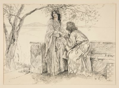 Miranda e Ferdinando, illustrazione per Atto V, Scena i, La tempesta da Edwin Austin Abbey