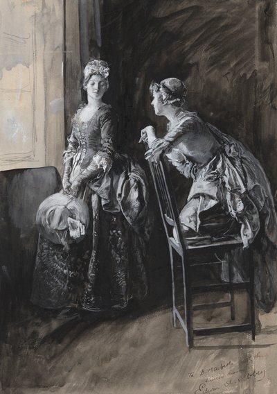 Miss Neville e Miss Hardcastle, illustrazione per Oliver Goldsmith da Edwin Austin Abbey