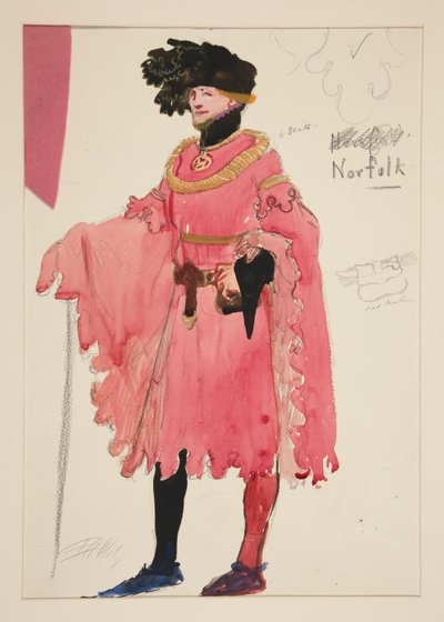 Norfolk, bozzetto di costume per Henry Irving da Edwin Austin Abbey