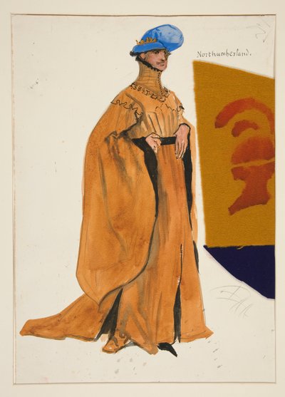 Northumberland, bozzetto di costume per Henry Irving da Edwin Austin Abbey