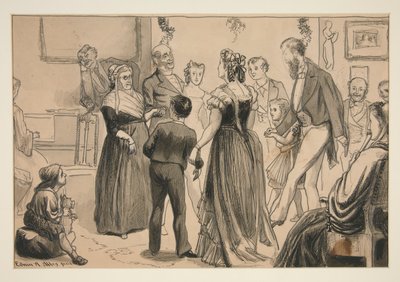 Festa in una Casa Vittoriana - illustrazione non identificata da Edwin Austin Abbey