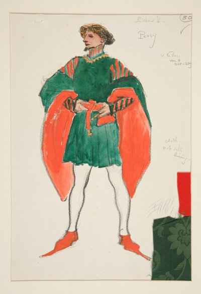 Percy, bozzetto di costume per Henry Irving da Edwin Austin Abbey