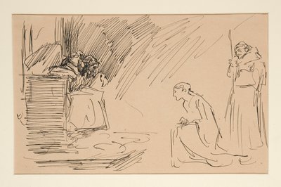 Schizzo preliminare per Atto II, Scena I, Tutti da Edwin Austin Abbey