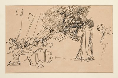 Schizzo preliminare per Atto II, Scena I, Tutti da Edwin Austin Abbey