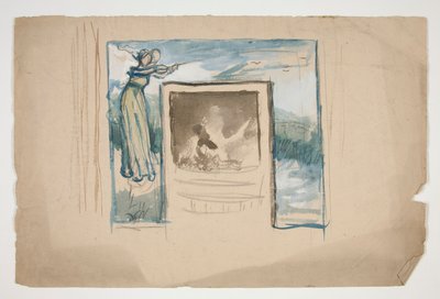 Schizzo preliminare per una cornice di piastrelle del camino da Edwin Austin Abbey
