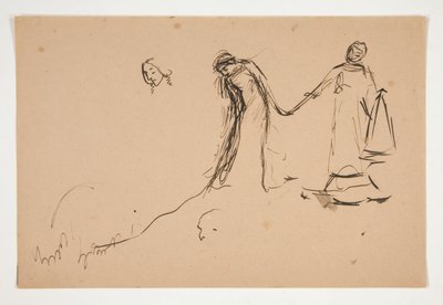 Schizzo preliminare di Elena e Lafeu per Atto IV, Scena III, Tutto da Edwin Austin Abbey