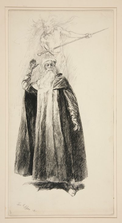 Prospero e Ariel, illustrazione per Atto V, Scena i, La tempesta da Edwin Austin Abbey