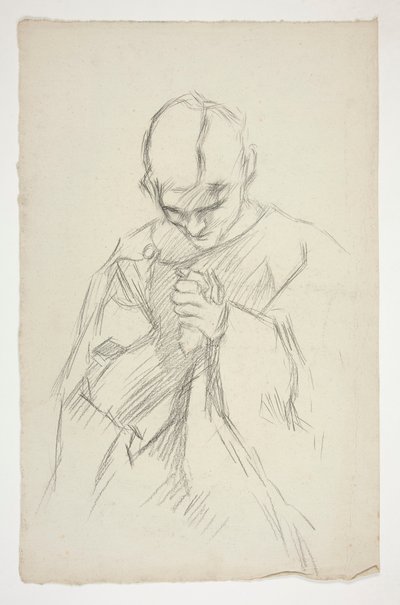 Figura in Vesti, in Preghiera: studio per la serie murale La Ricerca del Santo Graal alla Biblioteca Pubblica di Boston da Edwin Austin Abbey