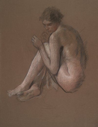 Figura femminile nuda seduta da Edwin Austin Abbey